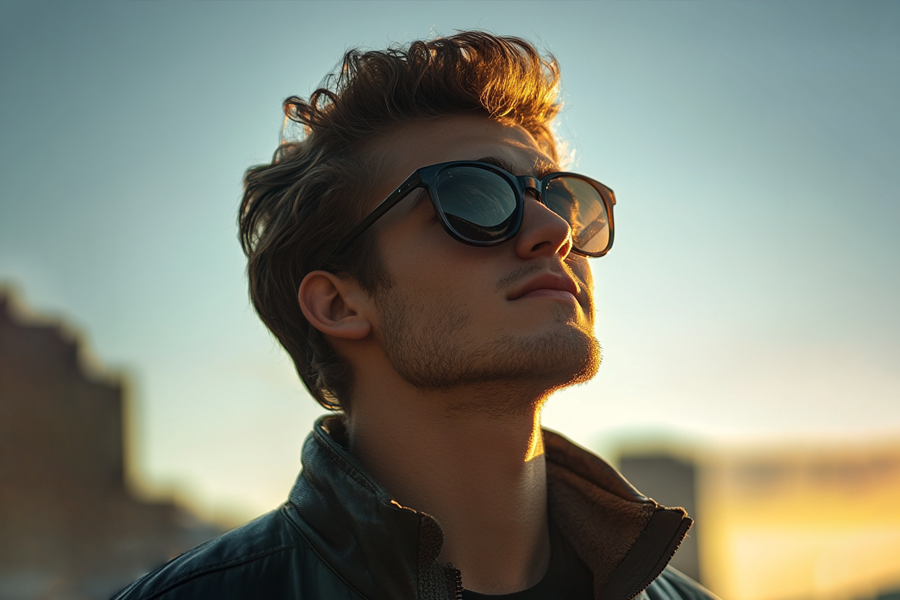 Fashionable Sunglasses with Double Bar Design