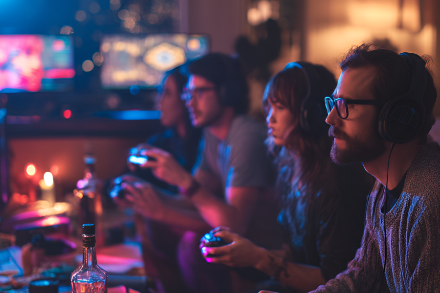 Handheld Console with Vintage Video Games